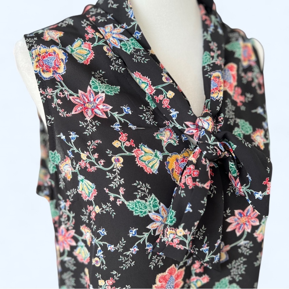 Banana Republic Womens Floral Black Romantic Ethereal Boho Bohemian Blouse Small